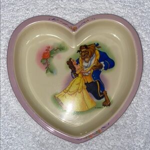Vintage selandia melamine heart beauty and the beast plate belle rose